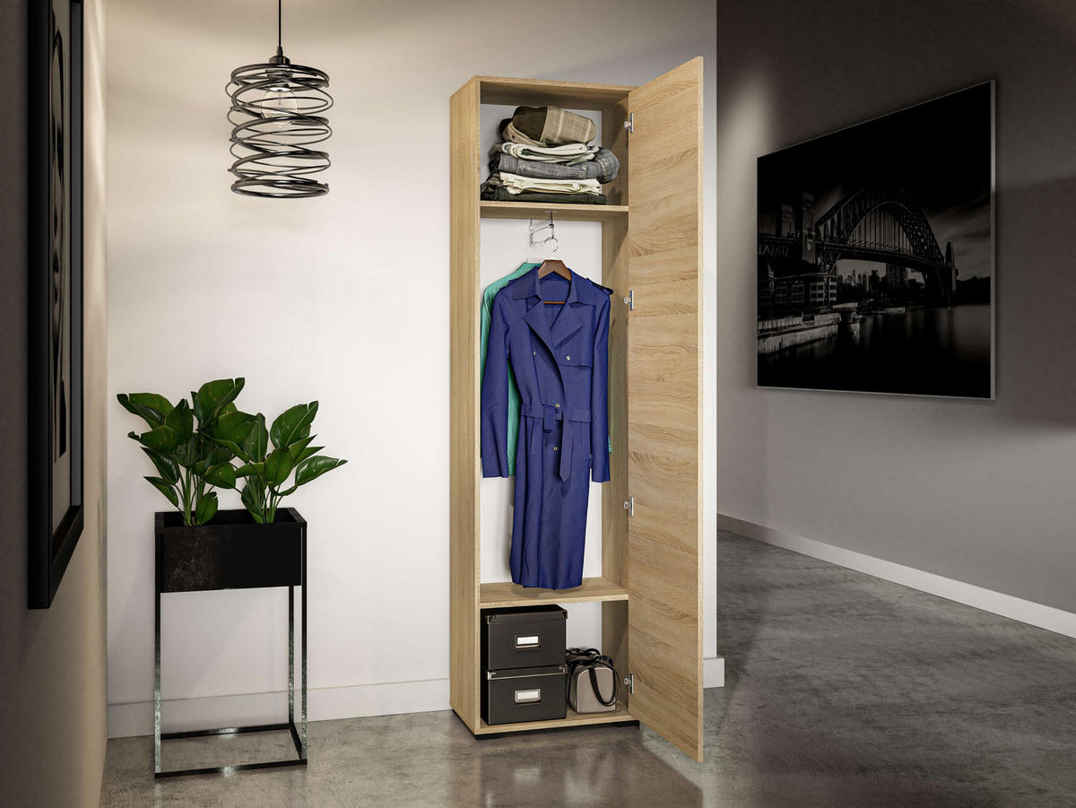 GARDEROBENSCHRANK – 55 cm – Caro – Sonoma Eiche – KL-002 - Sonoma Eiche, Holzwerkstoff (55/199/34cm) - hi-markt