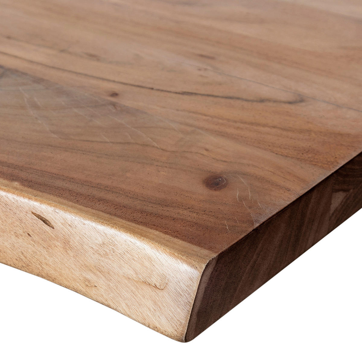 ESSTISCH - Silberfarben/Akaziefarben, Holz/Metall (100/220/76cm) - home24