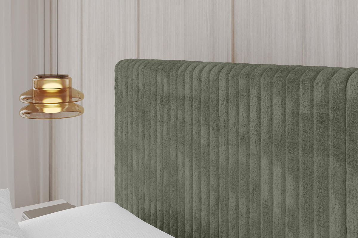POLSTERBETT mit Bettkasten und Lattenrost, Boxbett ohne Matratze - ALOVA-V1 - Olivgrün, Holzwerkstoff/Textil (180/200cm) - ALTDECOR