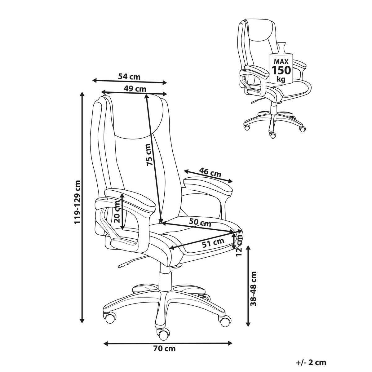 CHEFSESSEL Kunstleder Dunkelbraun Graceful - Dunkelbraun, Kunststoff (70/119/70cm) - Beliani