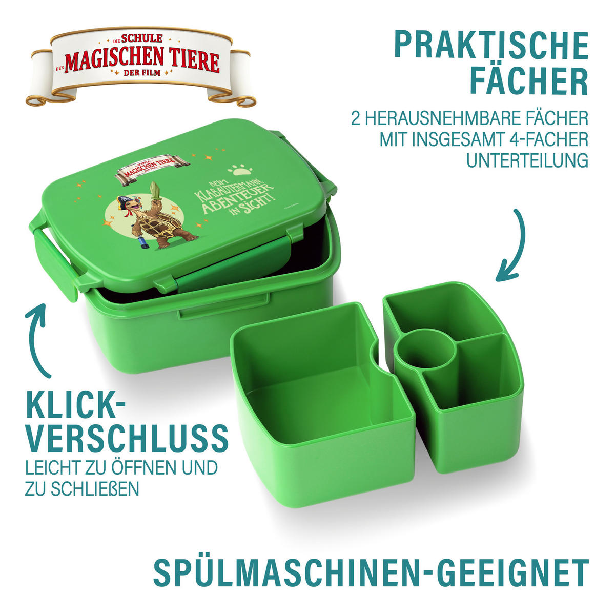 BROTDOSE Kinder mit Fächern - Grün, Kunststoff (15.5/7.2/20.3cm)