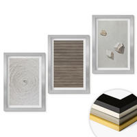 WANDBILDER 3er Set - 20x30 cm Silberner Rahmen - Natürliche Texturen Holz Stein - Silberfarben, Kunststoff (20/30cm) - ArtPrintCave