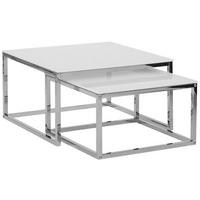 COUCHTISCH 2er-Set Quadratisch Weiß/Silber Brea - Weiß, Glas (60/60cm) - Beliani