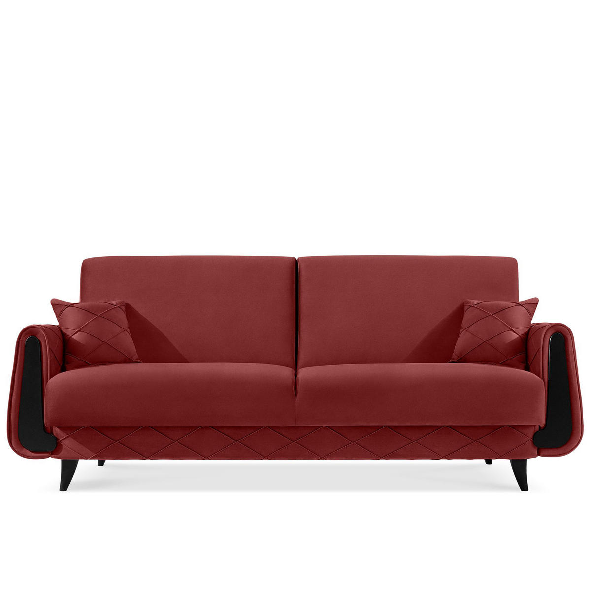 3-SITZER-SOFA GUSTAVO III Sofa 3 Velours, Bordeaux - Bordeaux, Holz/Holzwerkstoff (230/98/98cm) - KONSIMO®