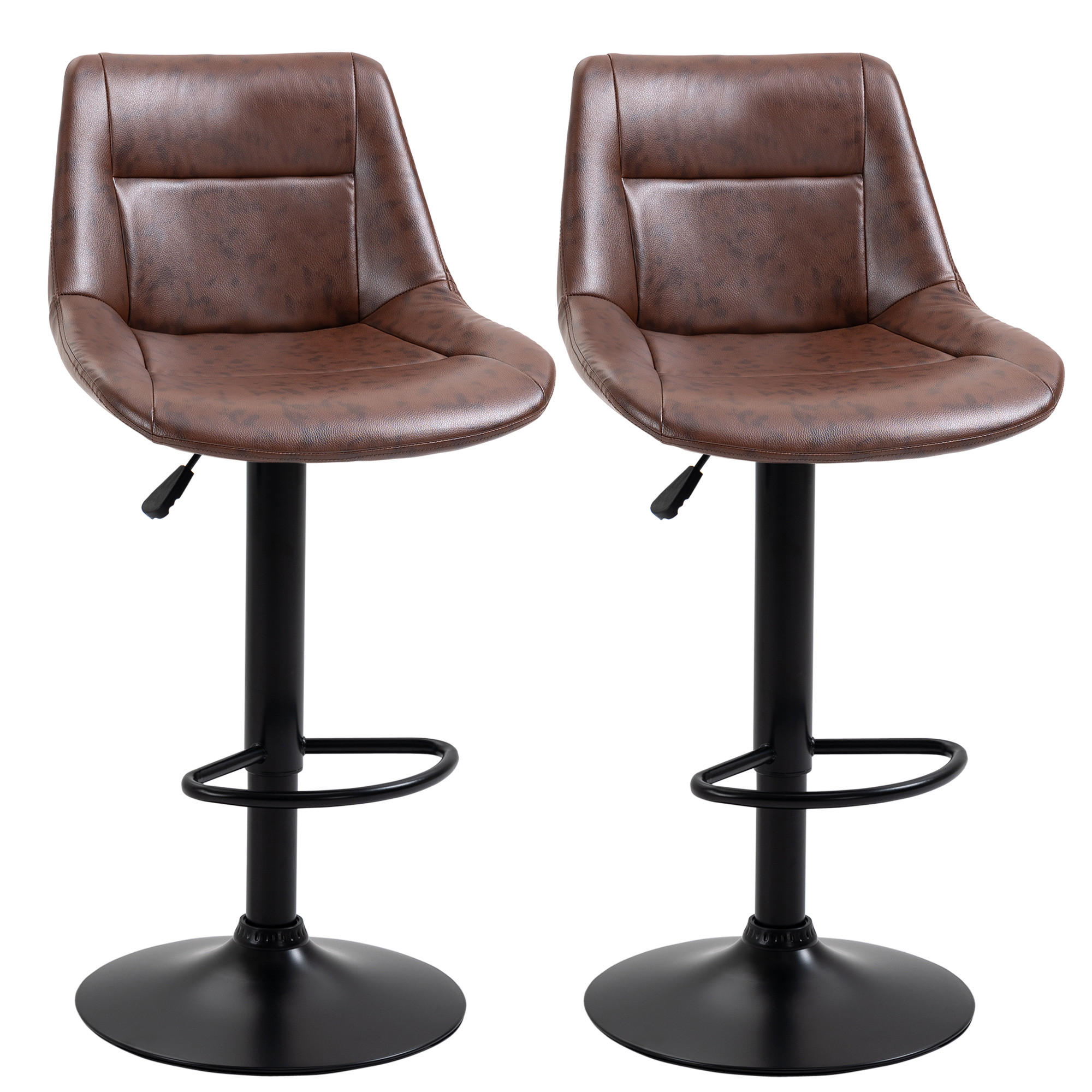 BARHOCKER, Kunstleder, Stahl, Braun - Braun, Kunststoff (50/108/46.5cm) - HOMCOM
