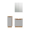 BADMÖBEL-SET Lotta Eiche/Grau mit Kachelstruktur 3 Teile - Eichefarben/Grau, Holzwerkstoff (59.8/62.1/32cm) - Vicco