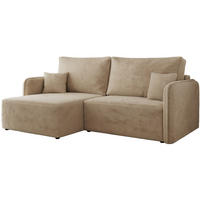 ECKSCHLAFSOFA MESTO L Beige Plüsch - links - Beige/Schwarz, Kunststoff/Textil (227/147cm) - MKS