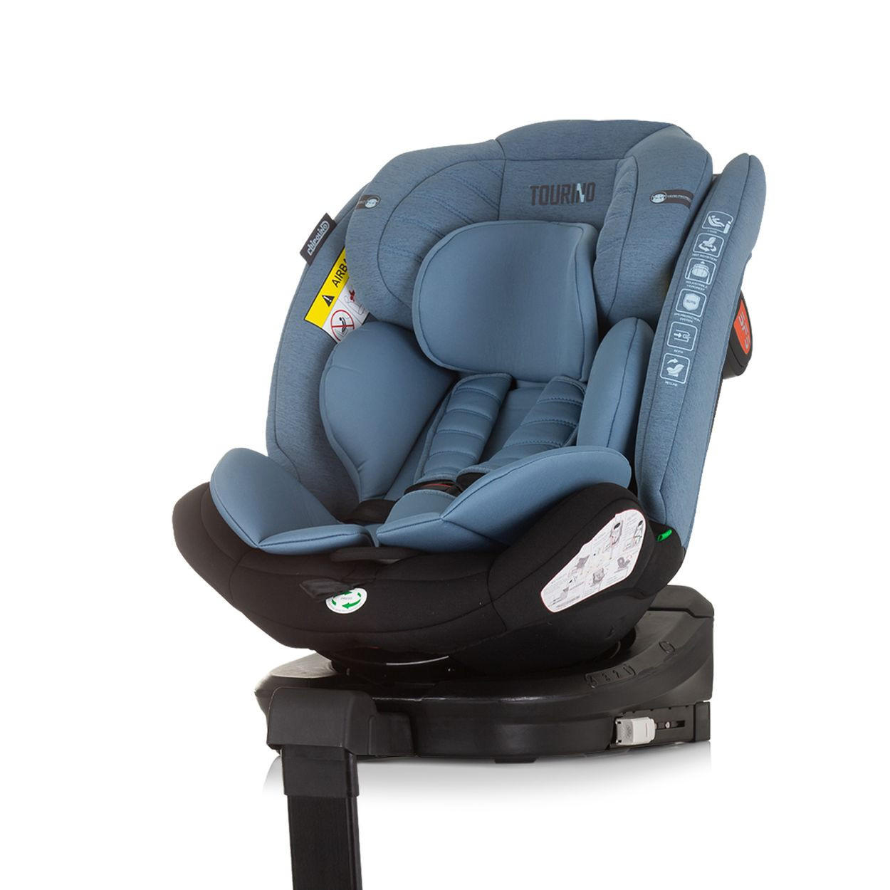 KINDERSITZ Tourino i-Size (40-150cm) blau Isofix, höhenverstellbar, Stützbein, drehbar - Blau, Kunststoff (46/78/49cm) - Chipolino