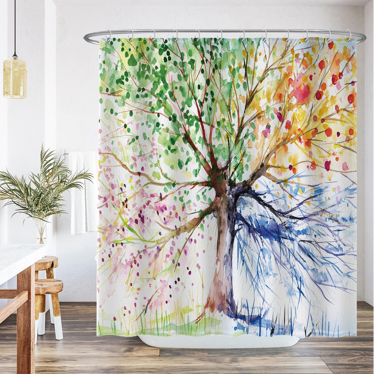 DUSCHVORHANG Aquarell Schlaufe Haken inklusive - Pink, Kunststoff (180/180cm) - MCBOSON