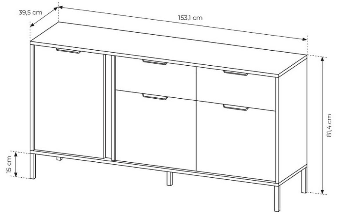 SIDEBOARD Anthrazit LARYSA B - Graphitfarben, Holzwerkstoff (153.1/81.4/39.5cm) - Sepro Meble