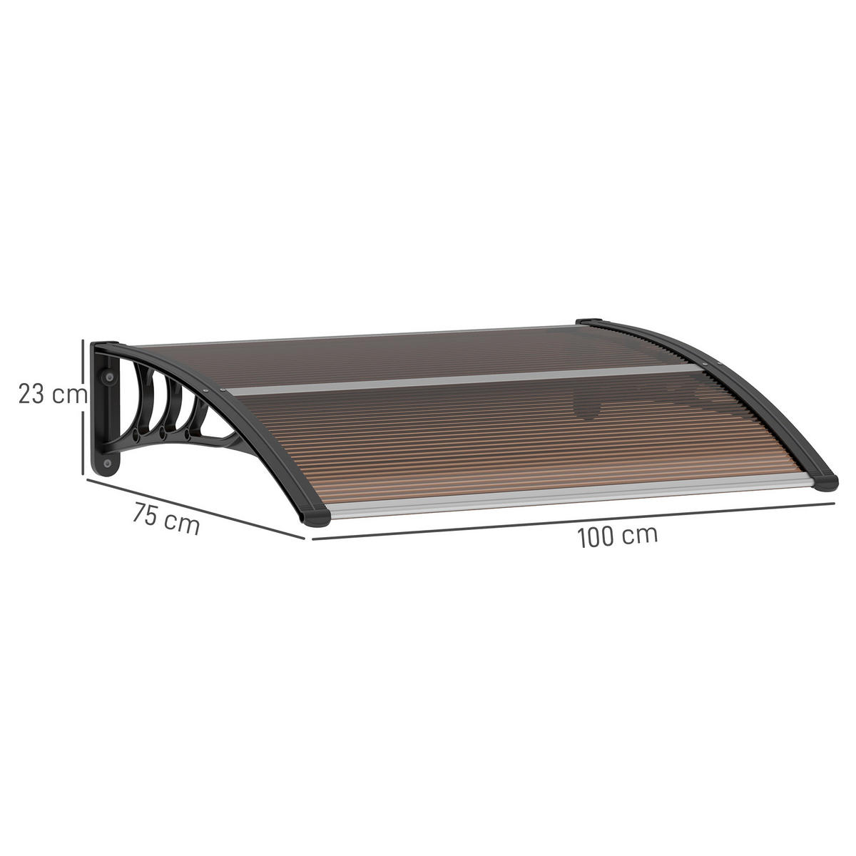 VORDACH DE-07401 Pultvordach, Polycarbonat, 120x75 cm Transparent - Schwarz/Braun, Kunststoff (75/23/120cm) - ComfortXL