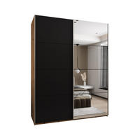 SCHWEBETÜRENSCHRANK 245,5/190/64 2-türig - Silberfarben/Schwarz, Holz/Metall (190/245/64cm) - Abiks Möbel