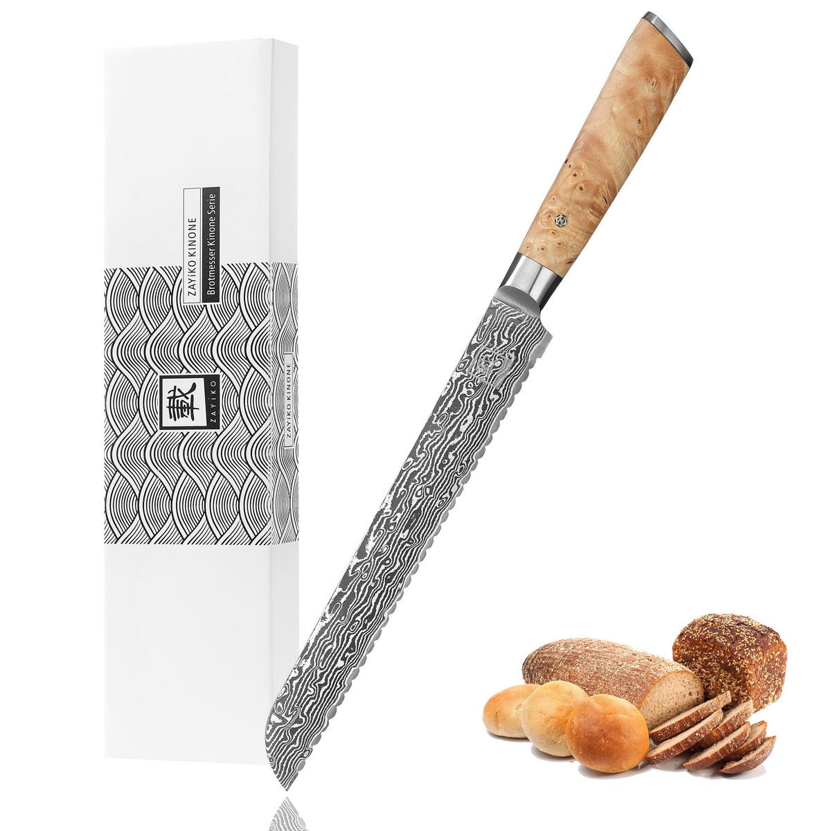 BROTMESSER 23 cm - Birkefarben, Holz/Metall (37cm) - Zayiko