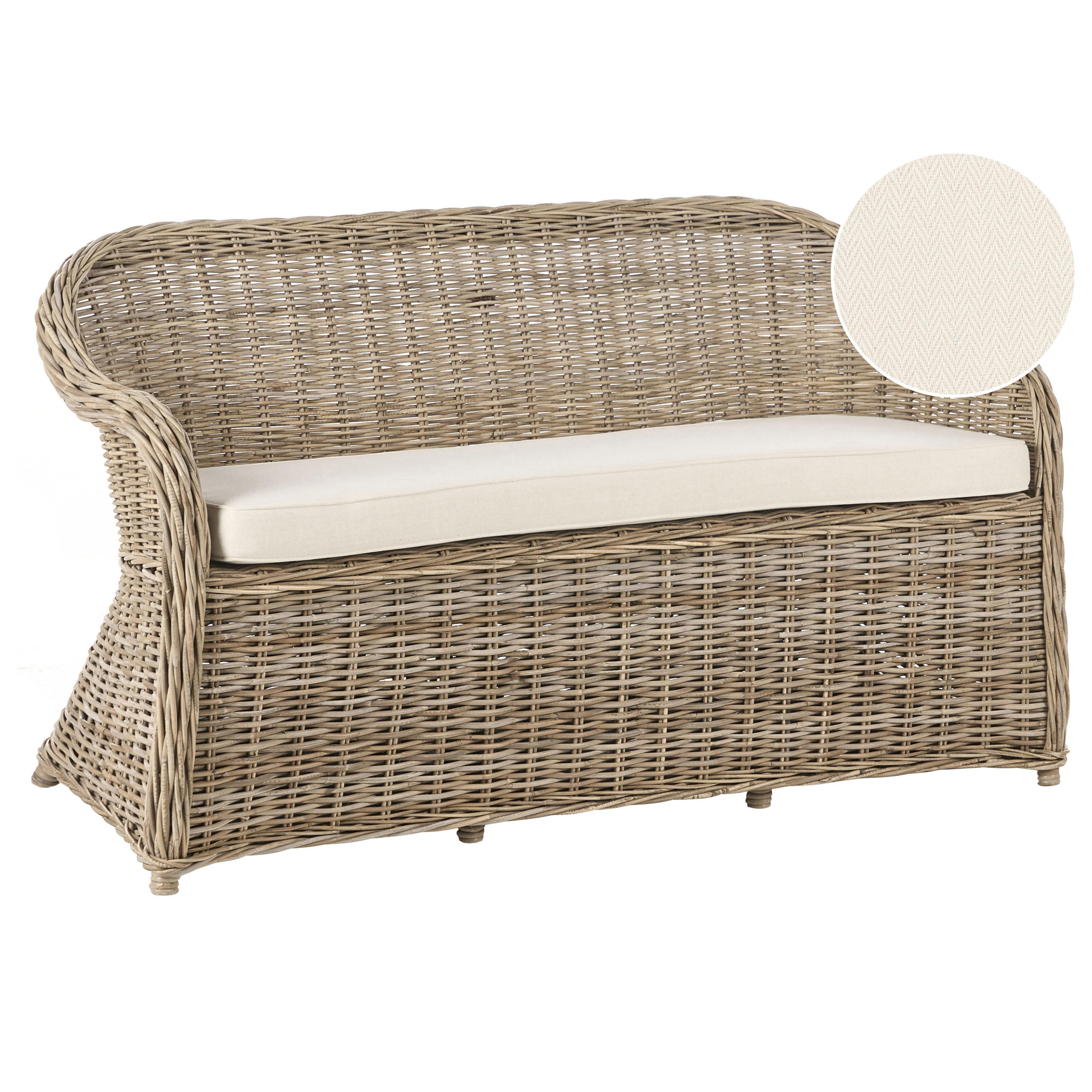 GARTENSOFA 2-Sitzer Naturfarben Susua - Naturfarben/Weiß, Naturmaterialien (150/87/69cm) - Beliani