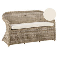 GARTENSOFA 2-Sitzer Naturfarben Susua - Naturfarben/Weiß, Naturmaterialien (150/87/69cm) - Beliani