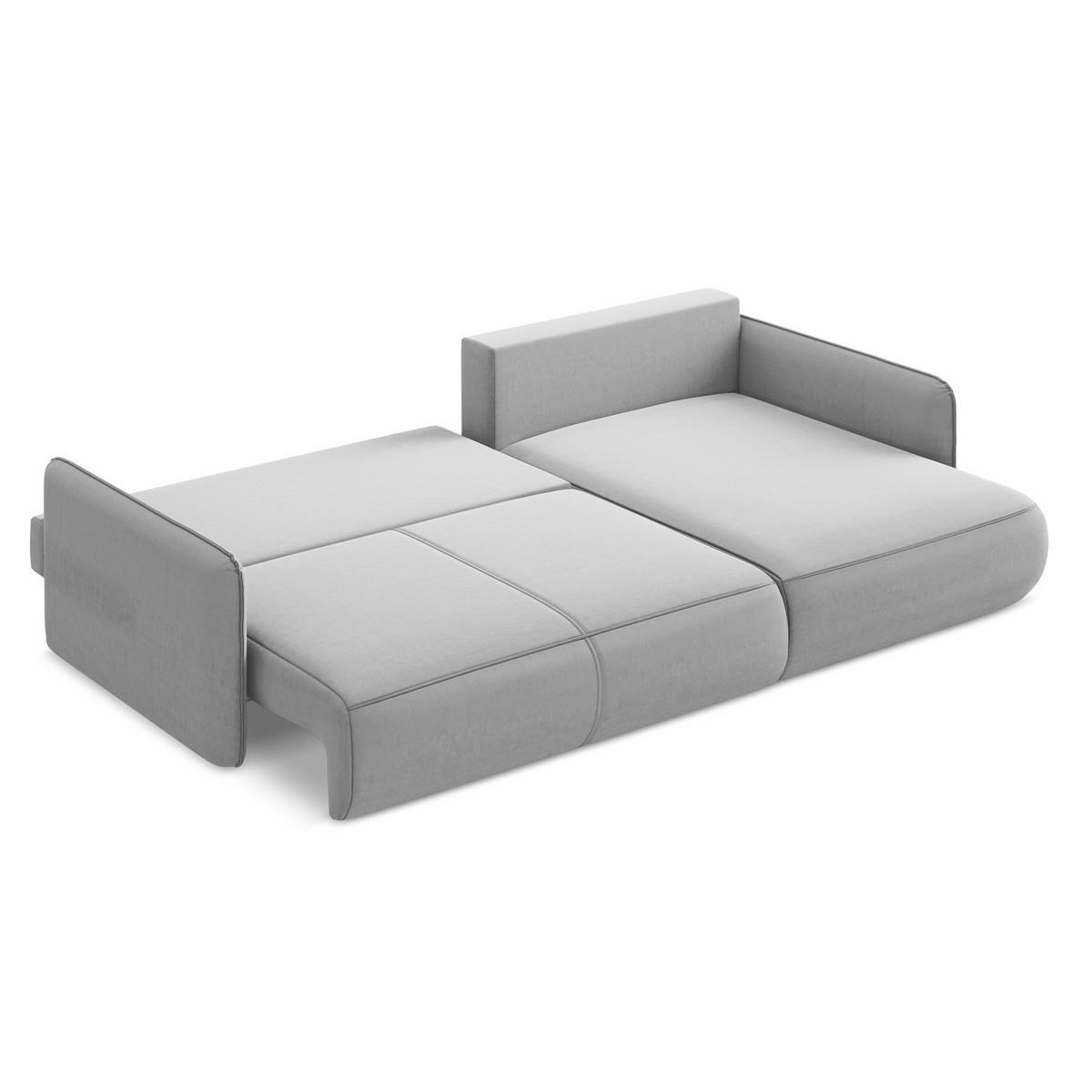 ECKSOFA mit Schlaffunktion Samt Stoff Grau - Schwarz/Grau, Kunststoff/Textil (240/148cm) - LaMiaSofa