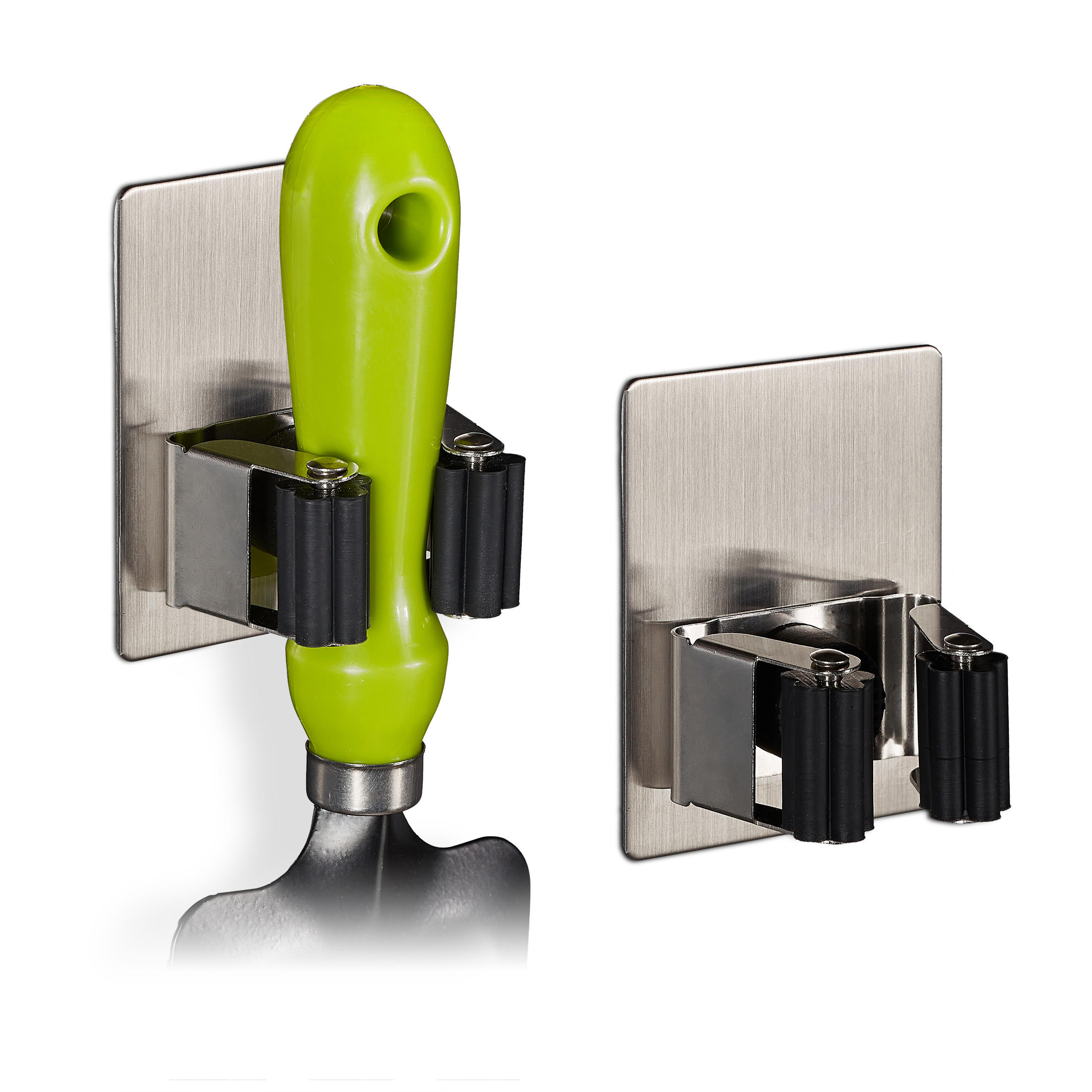 2xGERÄTEHALTER - Silberfarben, Kunststoff/Metall (6.5/8/4cm) - Relaxdays