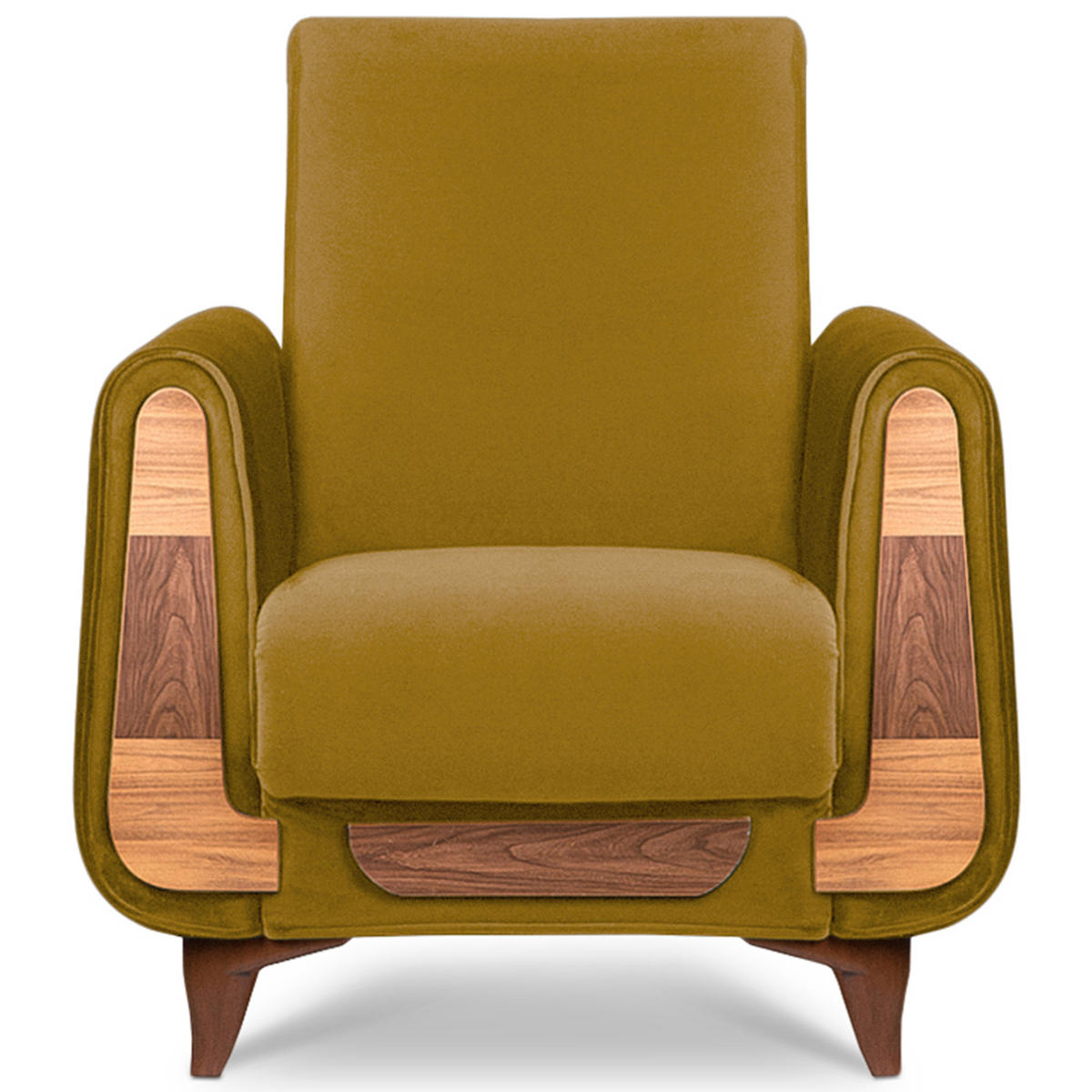 SESSEL GUSTAVO mit Armlehnen, gelb - Gelb/Braun, Holz/Holzwerkstoff (83/95/92cm) - KONSIMO®