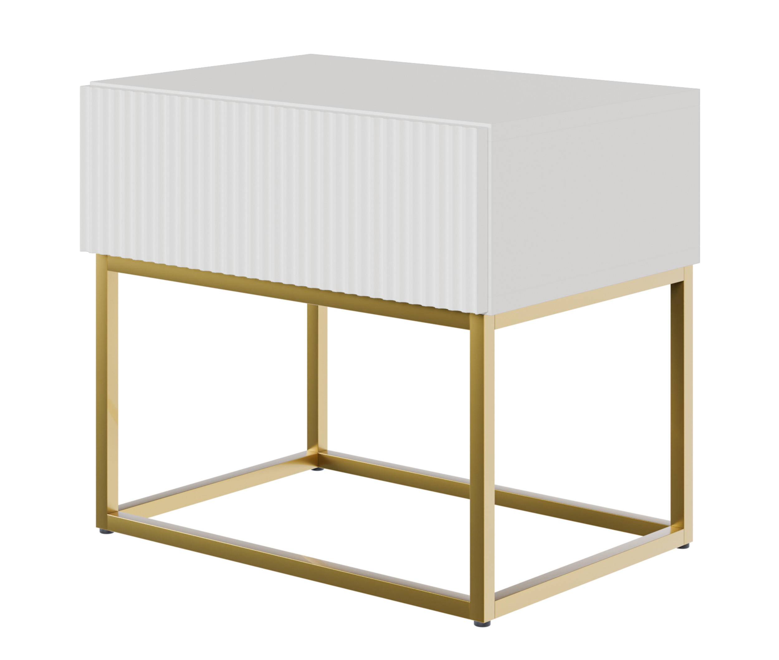 NACHTSCHRANK Veldio Weiß mit goldenen Metallbeinen 50 cm - Goldfarben/Weiß, Holzwerkstoff/Metall (50/44/35.6cm) - Selsey