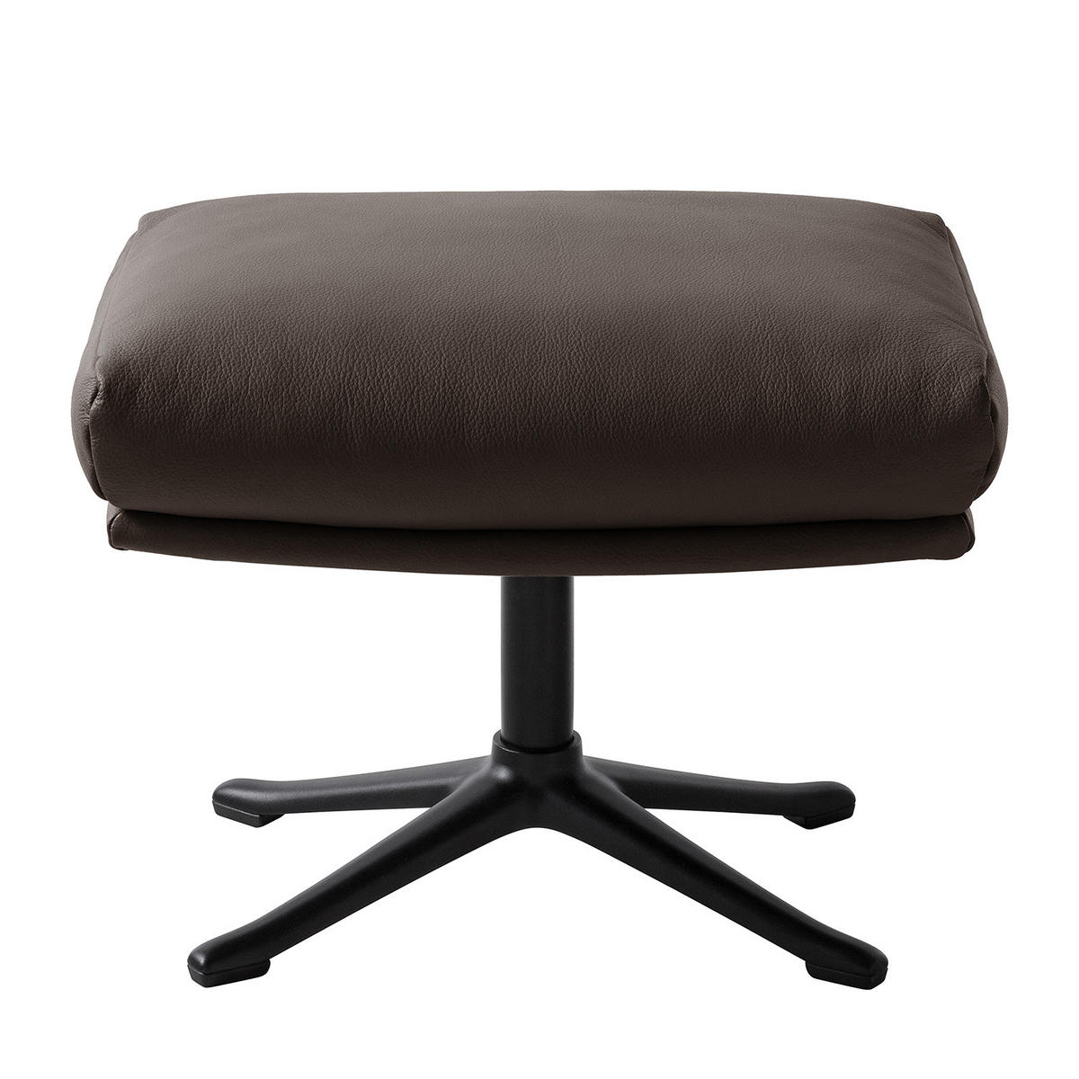 POLSTERHOCKER mit Kreuzfuß - Dunkelbraun/Schwarz, Leder/Metall (51/37/41cm) - home24