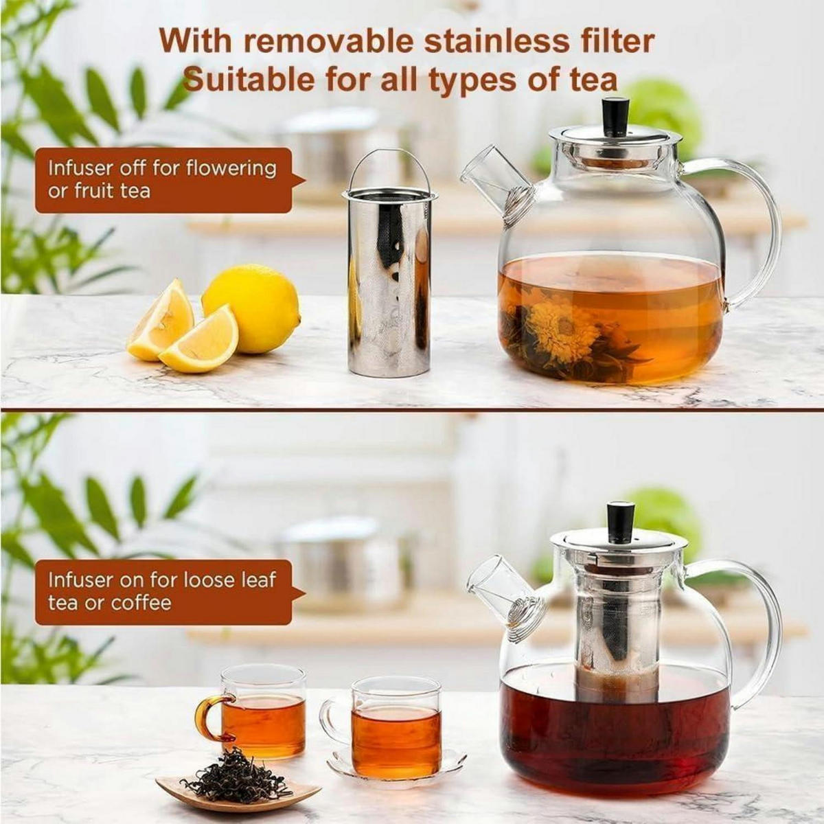 TEEKANNE Glas 800 ml mit Teesieb - Transparent, Glas (14.2/14.8cm)