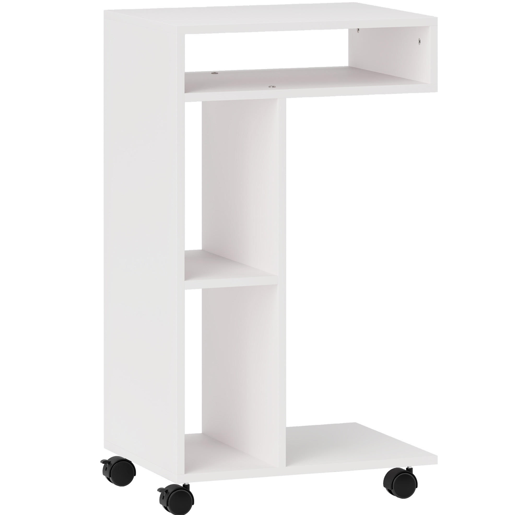 BEISTELLTISCH 40/69/30 cm Weiß aus Sperrholz mit Rollen - Weiß, Holzwerkstoff (40/30/69cm) - OKMYHOME