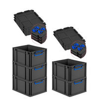 EUROBOX 5x NextGen Color mit Auflagedeckel 22x30x40 cm 20 Liter Schwarz Griffe blau zu - Blau/Schwarz, Kunststoff (30/22/40cm) - PROREGAL