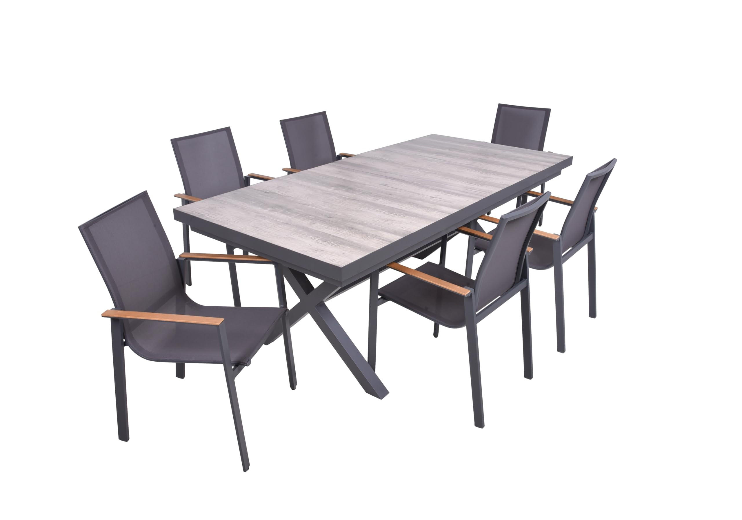 GARTEN-SITZGRUPPE Jana 7-teilig Gartenmöbel-Set - Grau, Metall - DELUKE