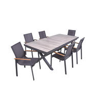 GARTEN-SITZGRUPPE Jana 7-teilig Gartenmöbel-Set - Grau, Metall - DELUKE