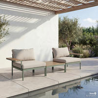 MODULARES LOUNGESET - 3-teilig - Stahl / Olefin - Grün, Kunststoff/Textil - home24