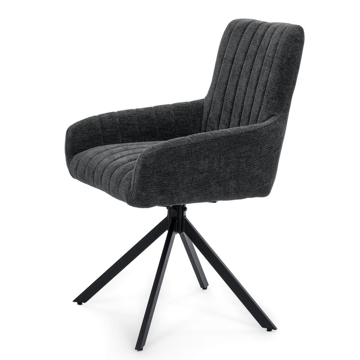 STUHL LUINO drehbar gepolsterter mit Steppung - graphit - Chenille - Dunkelgrau/Schwarz, Textil/Metall (58/87/60cm) - NEW HOME