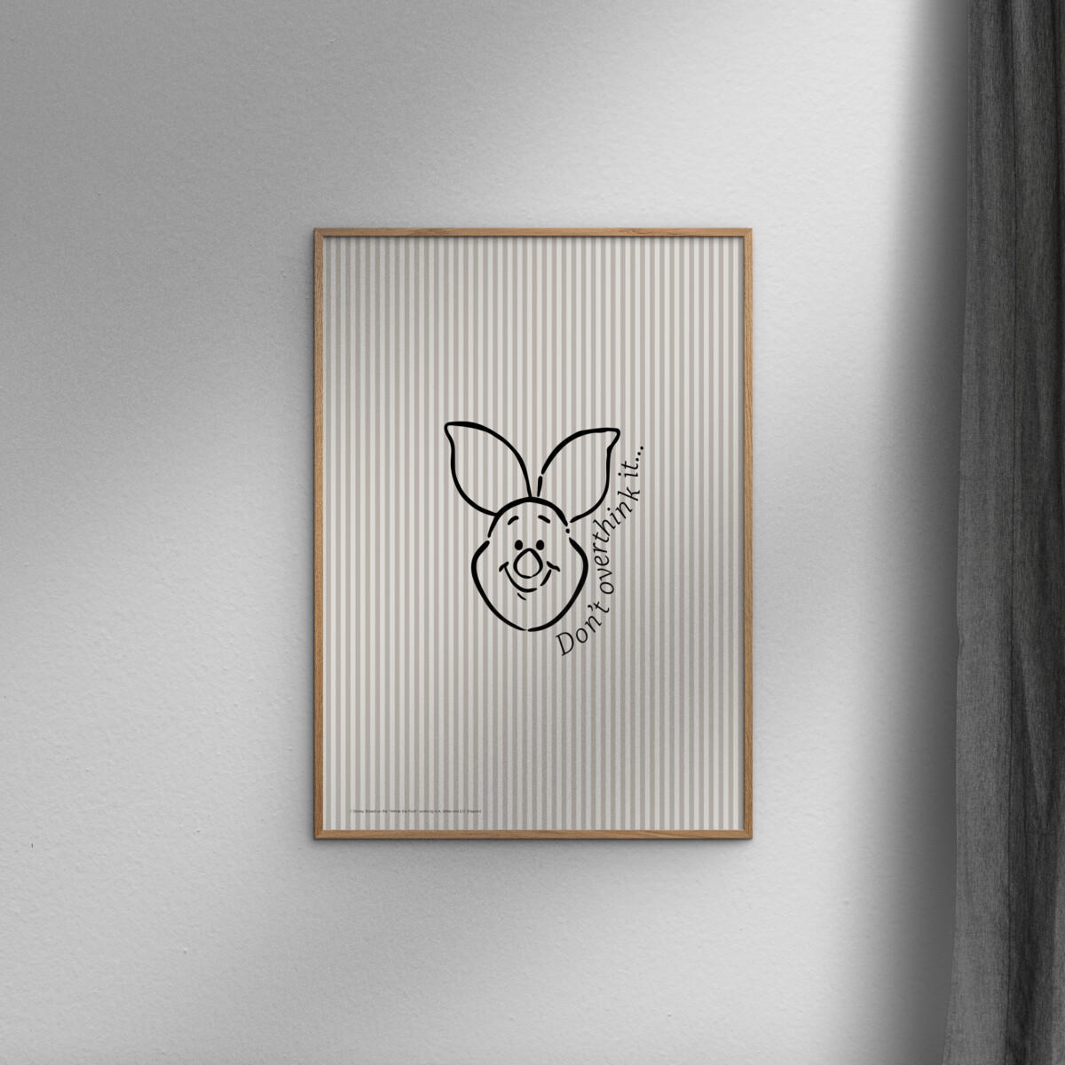 POSTER mit Rahmen Disney - Disney - Piglet Don’t Overthink It - Eichefarben/Beige, Holz/Papier (70/100cm) - Poster&Frame