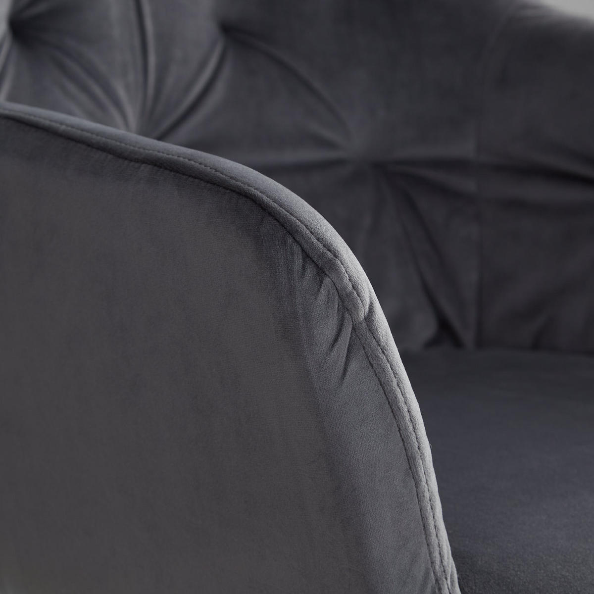 ARMLEHNSTUHL in Stahl Samt Grau - Grau, Textil (59/89/63cm) - Homestyle4u