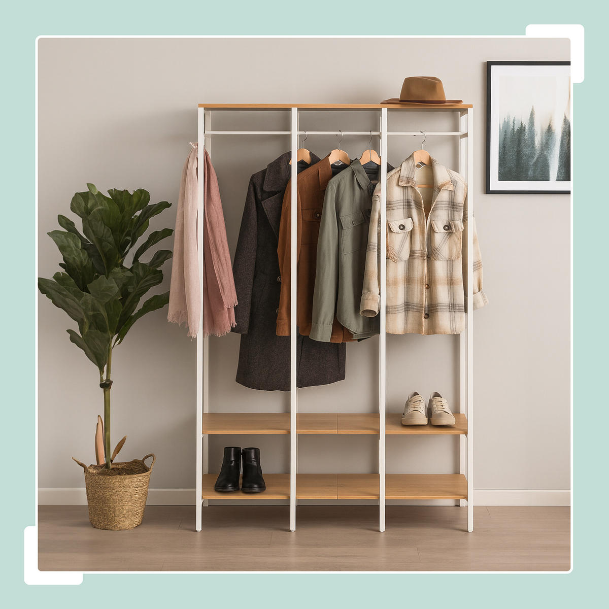 GARDEROBE - Weiß, Holzwerkstoff/Metall (141/180/40cm) - Relaxdays