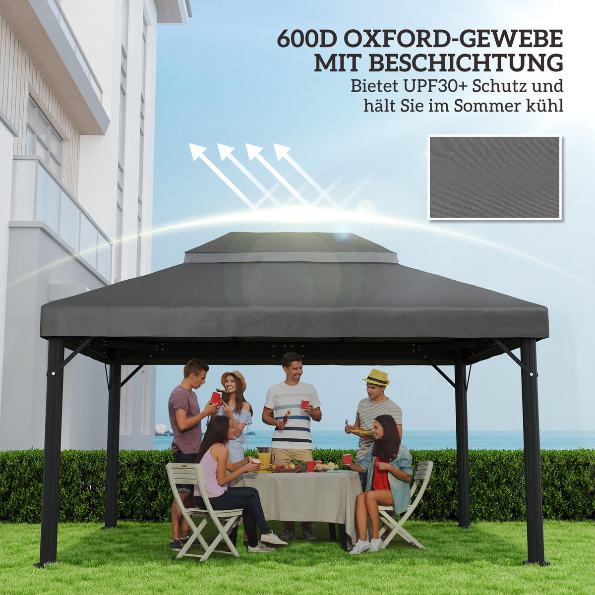 ERSATZDACH für Gartenpavillon 3 x 4 m - Dunkelgrau, Textil (300/1/400cm) - Outsunny