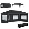 PAVILLON ca. 3x6m Wasserdicht Pop-up Faltpavillon mit 4 Seitenwänden, Fenster - Schwarz, Textil (295/270/585cm) - Outsunny