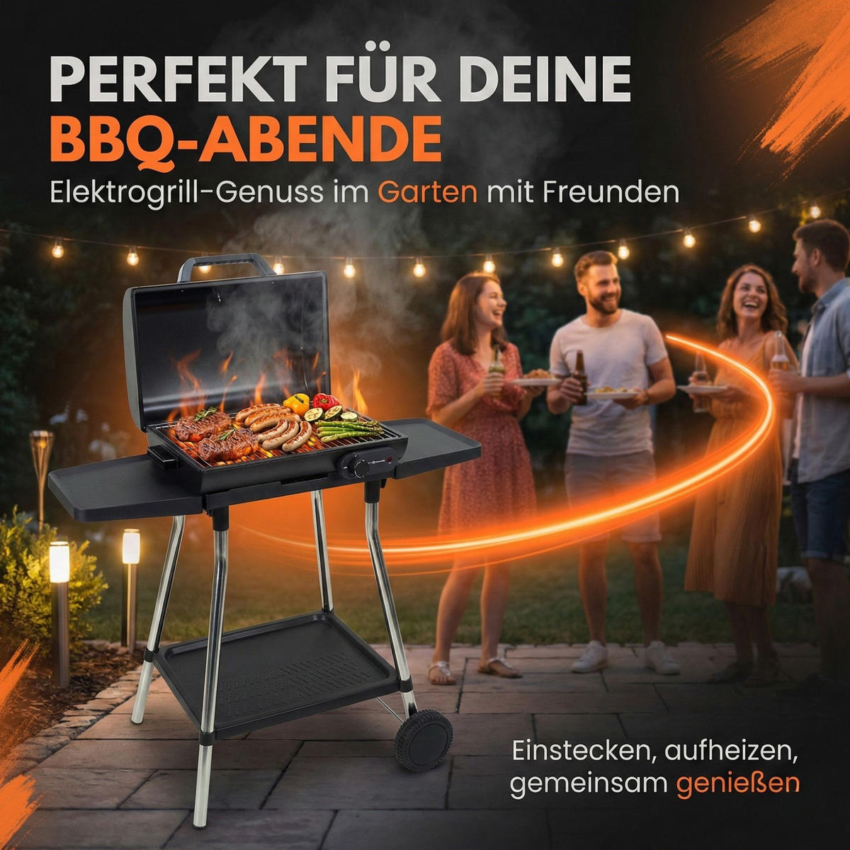 ELEKTROGRILL 2in1 BBQ928 - Schwarz, Kunststoff (27.6/84.2/58.3cm) - Sommertal