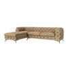 ECKSOFA Chesterfield Laura Beige Samt - Beige/Silberfarben, Holz/Textil (305/200cm) - S-Style Möbel