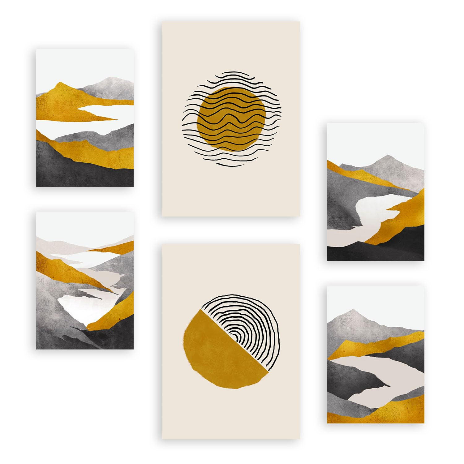 POSTER Set Mit 6 Zykloidale Natur In Kulissen Abstracts Ästhetische Dekorative Gemälde Für Ihr Wohnzimmer, Schlafzimmer, Zuhause A3 & A4 Rahmenlos - Klar, Papier (29/3cm) - Nacnic