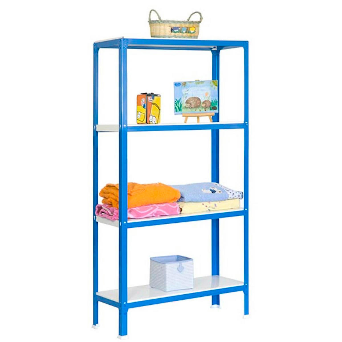 WOHNREGAL LIVING KOALA METAL mit 4 Fachböden | HxBxT 160x80x30cm | Fachlast 150kg | Blau/Weiß - Blau, Metall (80/160/30cm) - PROREGAL