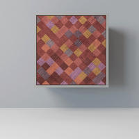 SIDEBOARD PAINTED SQUARES, Grau, 57,5x42x57,5 cm, Ohne Füße - Multicolor/Grau, Holzwerkstoff (57.5/57.5/42cm) - SpaceRebels
