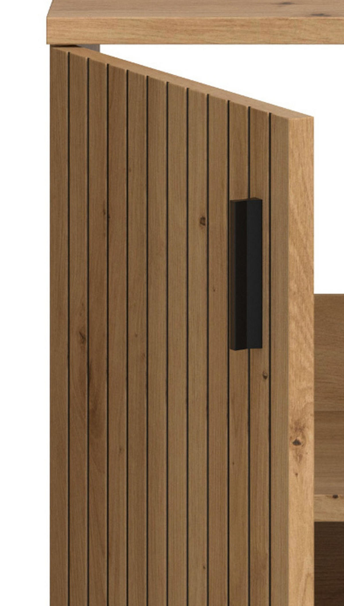 KOMMODE Eiche 30 x 95 cm, Badschrank mit Rillen - Schwarz/Eiche Artisan, Holzwerkstoff/Kunststoff (30/95/30cm) - Inn.Furn