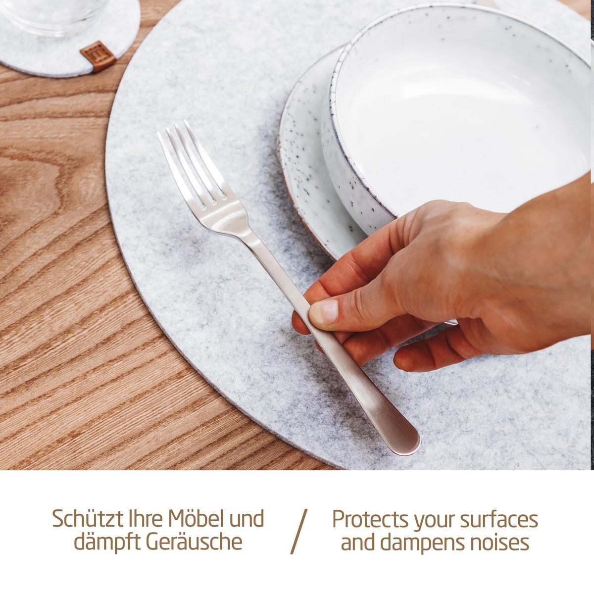 TISCHSETS Glasuntersetzer 12er-Set - Hellgrau, Textil (37cm) - Miqio Design