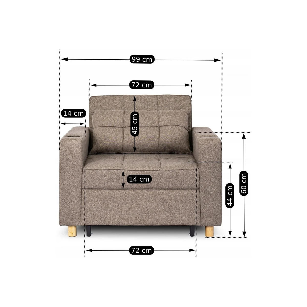 SCHLAFSESSEL SOLOR fürs Wohnzimmer Beige - Beige, Holz/Textil (99/84/92cm) - makarowski meble