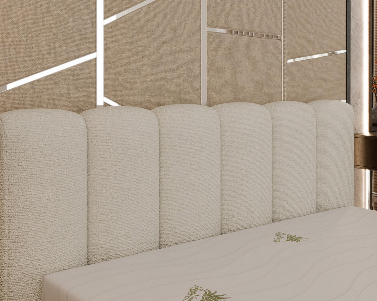 POLSTERBETT Zaira 180x200cm – Elegantes Polsterbett für modernen Wohnstil , ohne matratze, creme - Creme, Holz (160/200cm) - Homesy