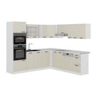 ECKKÜCHE R-Line, Sand Landhaus/Weiß, 247 x 237 cm - Beige/Weiß, Holzwerkstoff (247/206.8/60cm) - Vicco