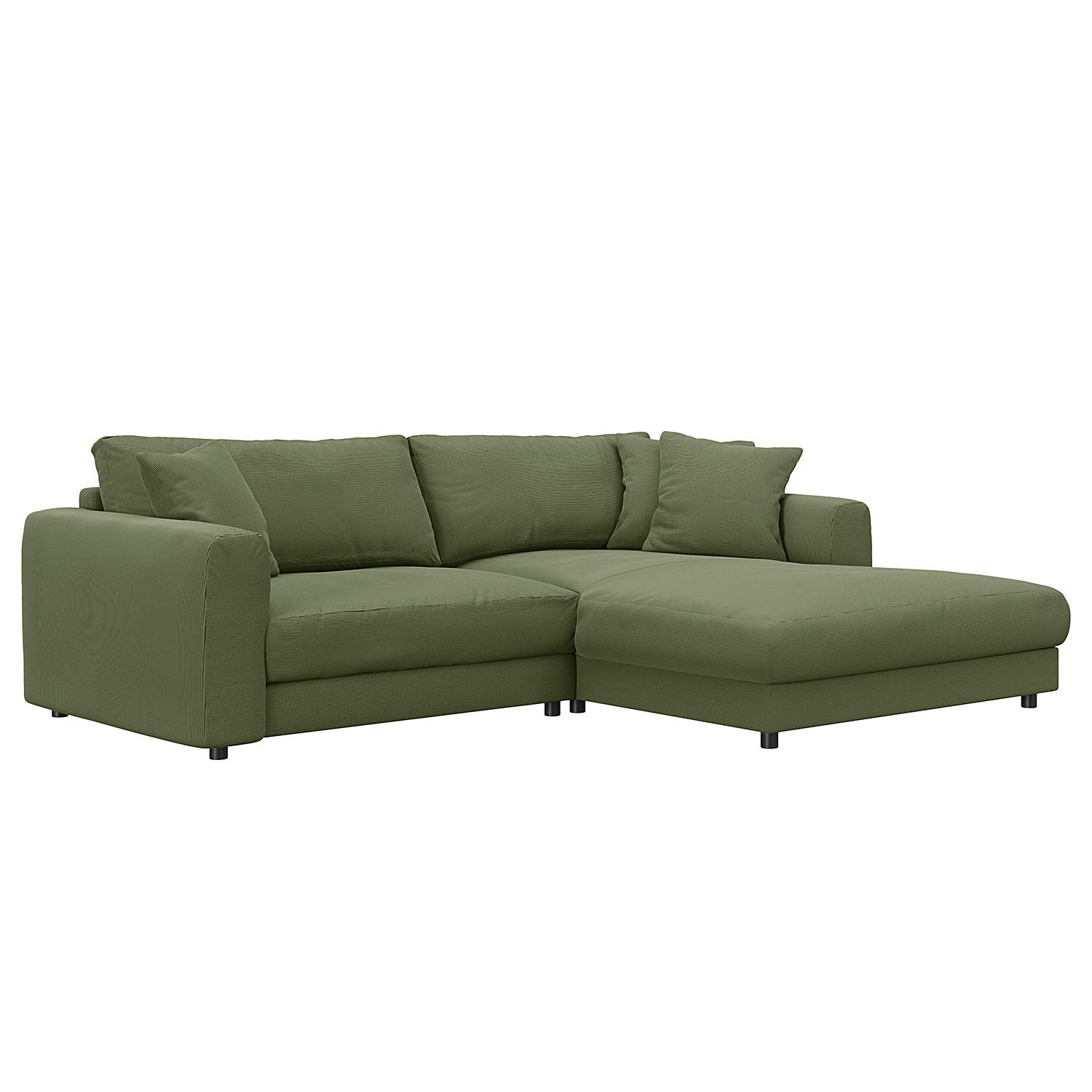 ECKSOFA mit Longchair - Schwarz/Grün, Textil (238/183cm) - home24