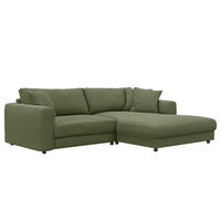 ECKSOFA mit Longchair - Schwarz/Grün, Textil (238/183cm) - home24