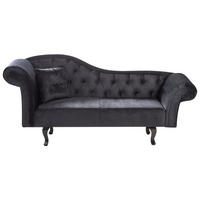 ČALOUNĚNÉ LEHÁTKO CHAISE LONGUE LEVOSTRANNÉ Sametová látka Černé s polštářem Lattes II - černá/hnědá, textil (192/81/59cm) - Beliani