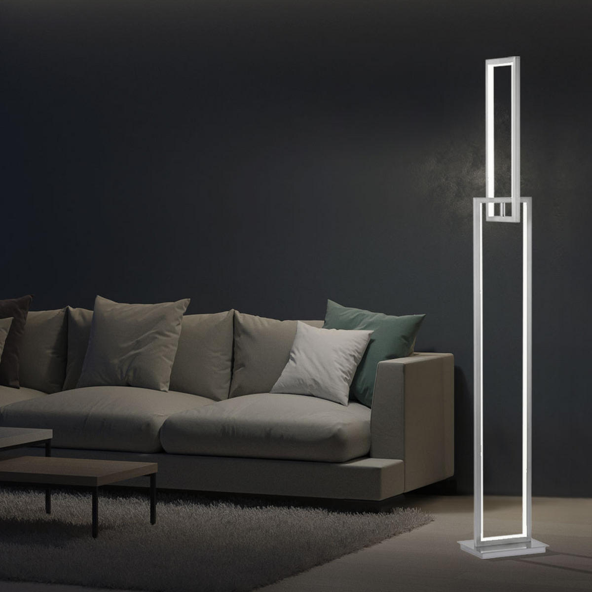 LED STEHLEUCHTE Metall Silber Matt - Silberfarben, Metall (22/18/146cm) - Wofi